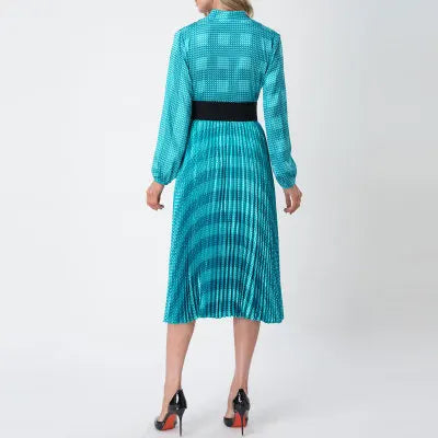 Women Dress 2023 Wholesale New Design Dot Ruffled Lantern Long Sleeve V Neck Chiffon Elegant Summer Dress