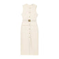 Women's new fashion split midi dress retro O-neck sleeveless women's fashion dress Vestidos Mujer