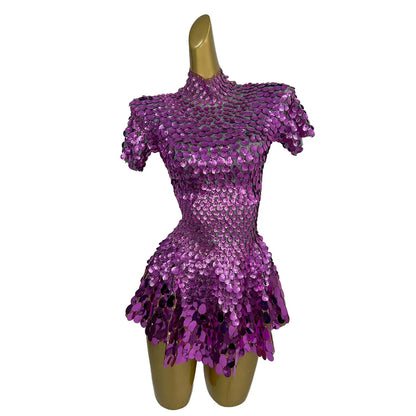 Sihaiyile Glitter Sequin Cocktail Party a Line Dress Showgirl Stage Performance Festival Costumes Women Night Club Mini Dress