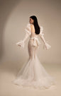 8692# Real Photos Exquisite Lace Mermaid Wedding Dress Bridal Gown for Women Puffy Sleeves Tulle Sweep Train Even Dresses