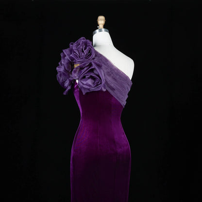 Sharon Said SF493  Elegant One Shoulder Mermaid Evening Dress Draped Women Wedding Party Gown Wedding Dress Evening Dress