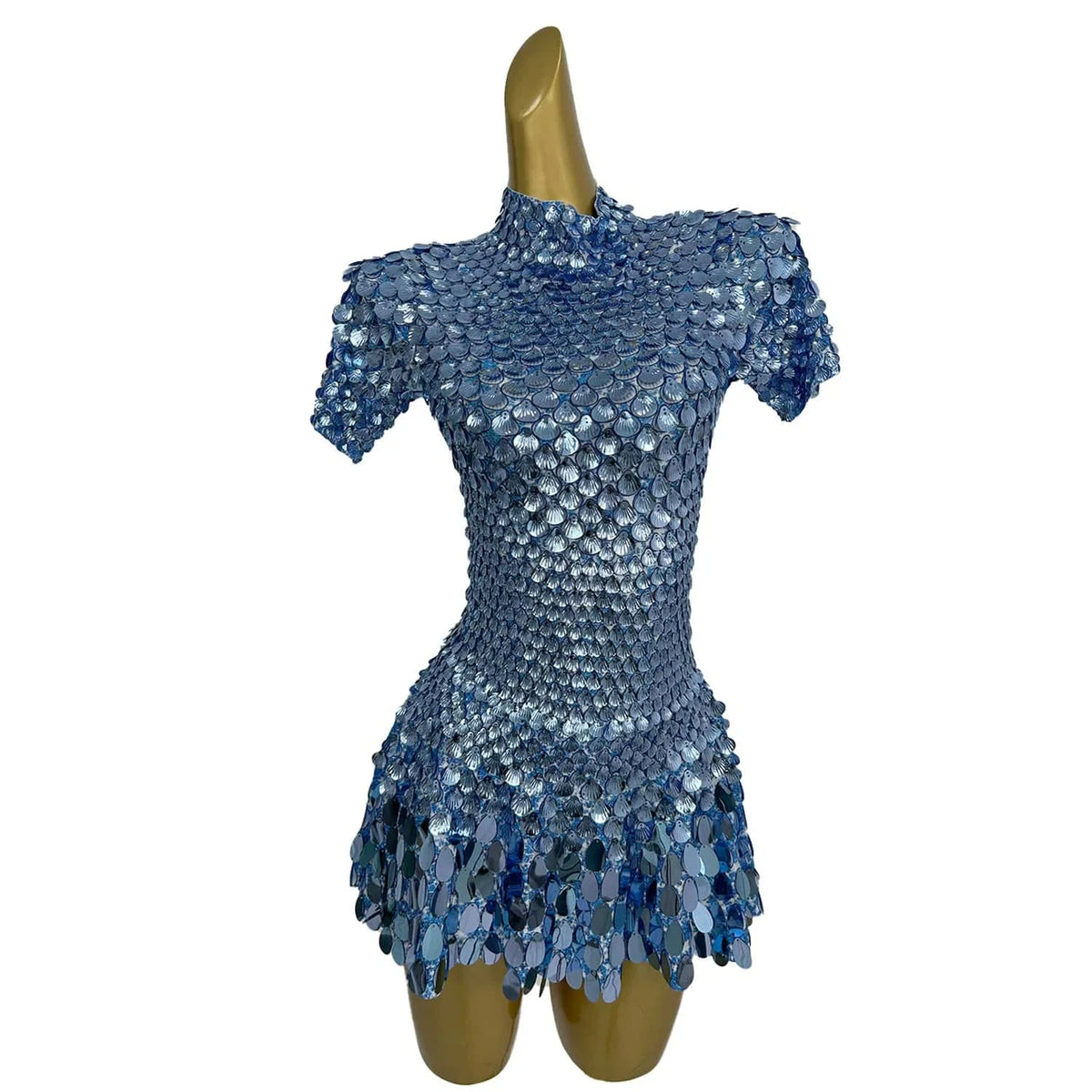 Fashion Short Sleeve Sequin Night Club Party a Line Dress Las Vegas Show Stage Performance Festival Outfit Dancer Costumes