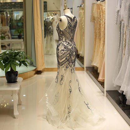 Custom Satin Beaded Strapless Catwalks High Slit Roupa Vestido Largo De Mujer Wedding Dress Gown Haute Couture Tailed Dress