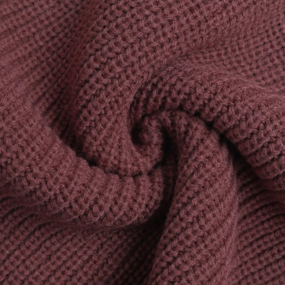 Hot Sale European American Style Autumn Winter Casual Dating V-neck Puff Sleeve Solid Color Sweater Dress