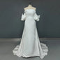 Real Photos Simple Bow Corset Back Strapless Wedding Dress Short Sleeve Satin A-Line Bridal Gown for Wedding Dress Bridal Gown