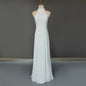 11693#Real Photos Sleeveless High Neck Chiffon Beach Beading Floor Length Simple Elegant Wedding Dress Wedding Bridal Gown