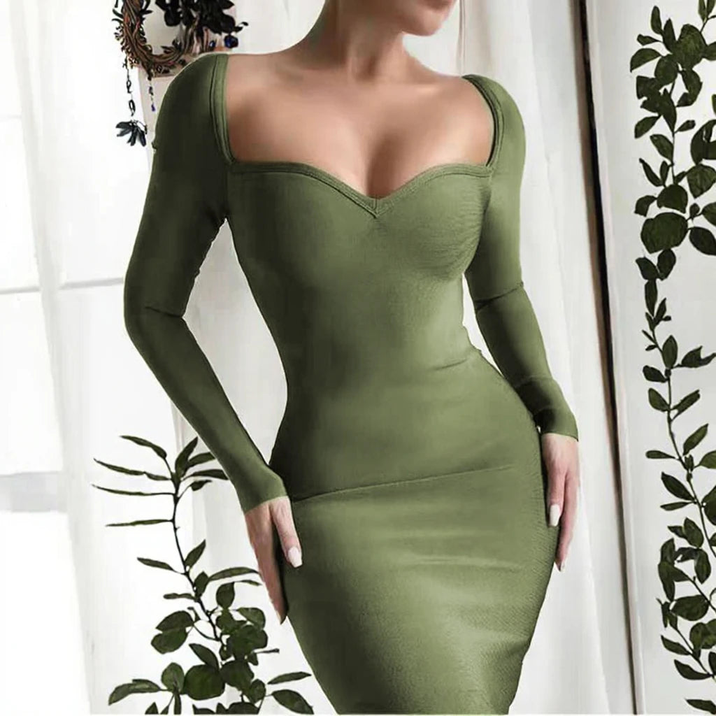 Womens Long Sleeve Backless for Bandage-Midi Dress Casual Style Natural Waist Sexy Breathable Knitting Fabric for Mini-dress