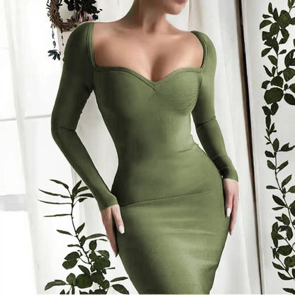 Womens Long Sleeve Backless for Bandage-Midi Dress Casual Style Natural Waist Sexy Breathable Knitting Fabric for Mini-dress