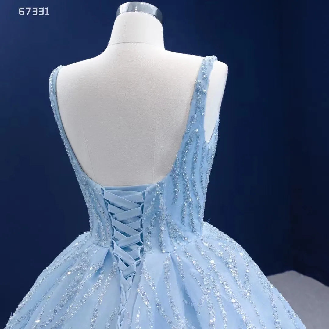 Feishiluo  Luxury Wedding Dresses Blue Bridal Ball Gown Bling Bead Lace Ball Gowns for Women Fashion  Dress Custom Made