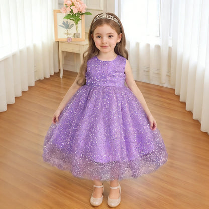 2026 Summer Princess Party Gowns Girls ODM-supplied Solid Pattern Kids Women Dress with Lace Length