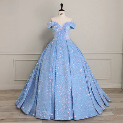 Elegant Modern One-Shoulder Bridal Wedding Dress Lace-up Tutu Skirt Adults Sleeveless Ball Gown Color Changing Sequin Prom Gown