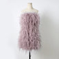 Long Pink Wrap Feather Fur Dress Party Ostrich Feather Dress for Ladies
