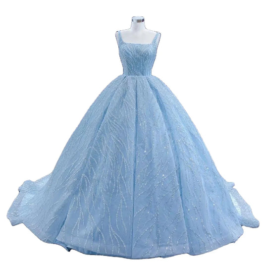 Feishiluo  Luxury Wedding Dresses Blue Bridal Ball Gown Bling Bead Lace Ball Gowns for Women Fashion  Dress Custom Made