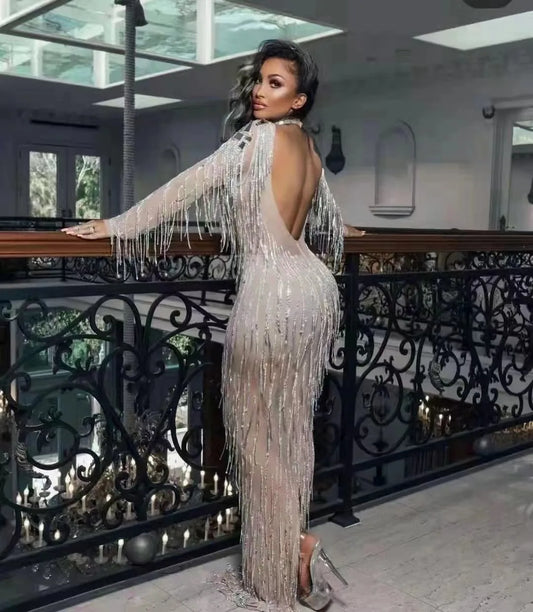 AD1742 Kimshein Luxury Evening Dresses Crystal Long Dress Handmade Dresses Women Lady Elegant Crystal