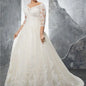 FA205 Plus Size Wedding Dress A-line  Half Sleeve Long Ivory Vestido De Novia Elegant Lace Appliques