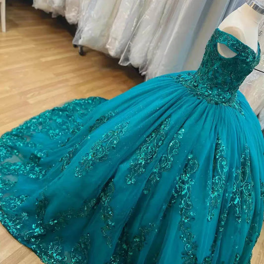 QD1576 Emerald Green Quinceanera Dresses Sweet 16 Girl Appliques Princess Ball Gown Graduation Prom Dress Vestidos De 15