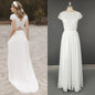 12178# Real Photos Two Piece Appliques Lace Soft Chiffon Wedding Dress for Engagement Backless Sweep Train Bridal Gown