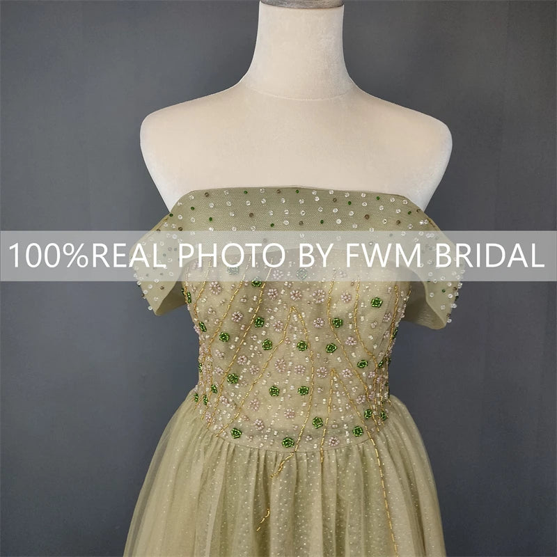 15390# Real Photos Off Shoulder Shiny Beading Sequins Lace Wedding Dress for Engagement Evening Prom Dress Custom Bridal Gown