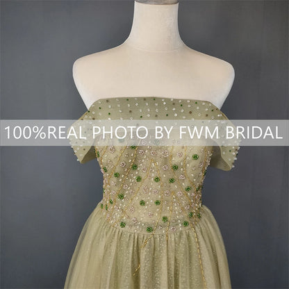 15390# Real Photos Off Shoulder Shiny Beading Sequins Lace Wedding Dress for Engagement Evening Prom Dress Custom Bridal Gown