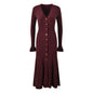 Women's Casual Elegant V-Neck Knitted Maxi Skirt for Winter Autumn Flared Fishtail Dress with Solid Pencil Washable