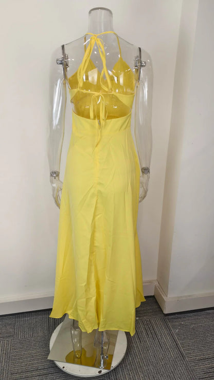 Cross-border  Spring New European American Women's Fashion Solid Color Chiffon Anti-Static Sexy Slim Split Ear Side Long