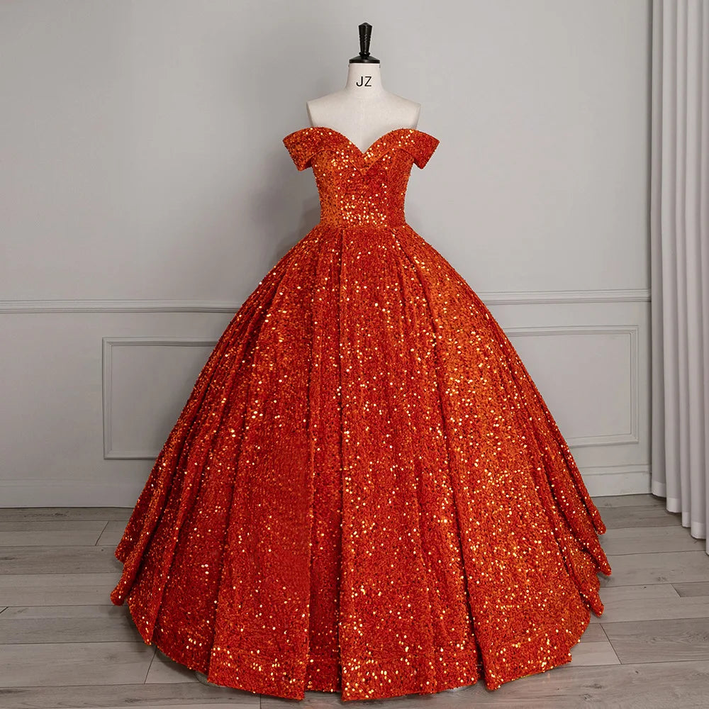 Elegant Modern One-Shoulder Bridal Wedding Dress Lace-up Tutu Skirt Adults Sleeveless Ball Gown Color Changing Sequin Prom Gown