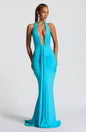 2026 Fashion Summer Women Halter Deep V-Neck Backless Solid Casual Maxi 100% Polyester Crystal Vacation Dresses