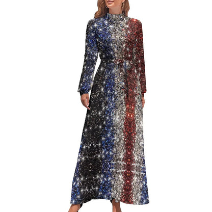 Print on Demand Wholesale Long Sleeve Women's Casual Dress Streetwear Floral Printed Elegant Maxi Dress for Woman