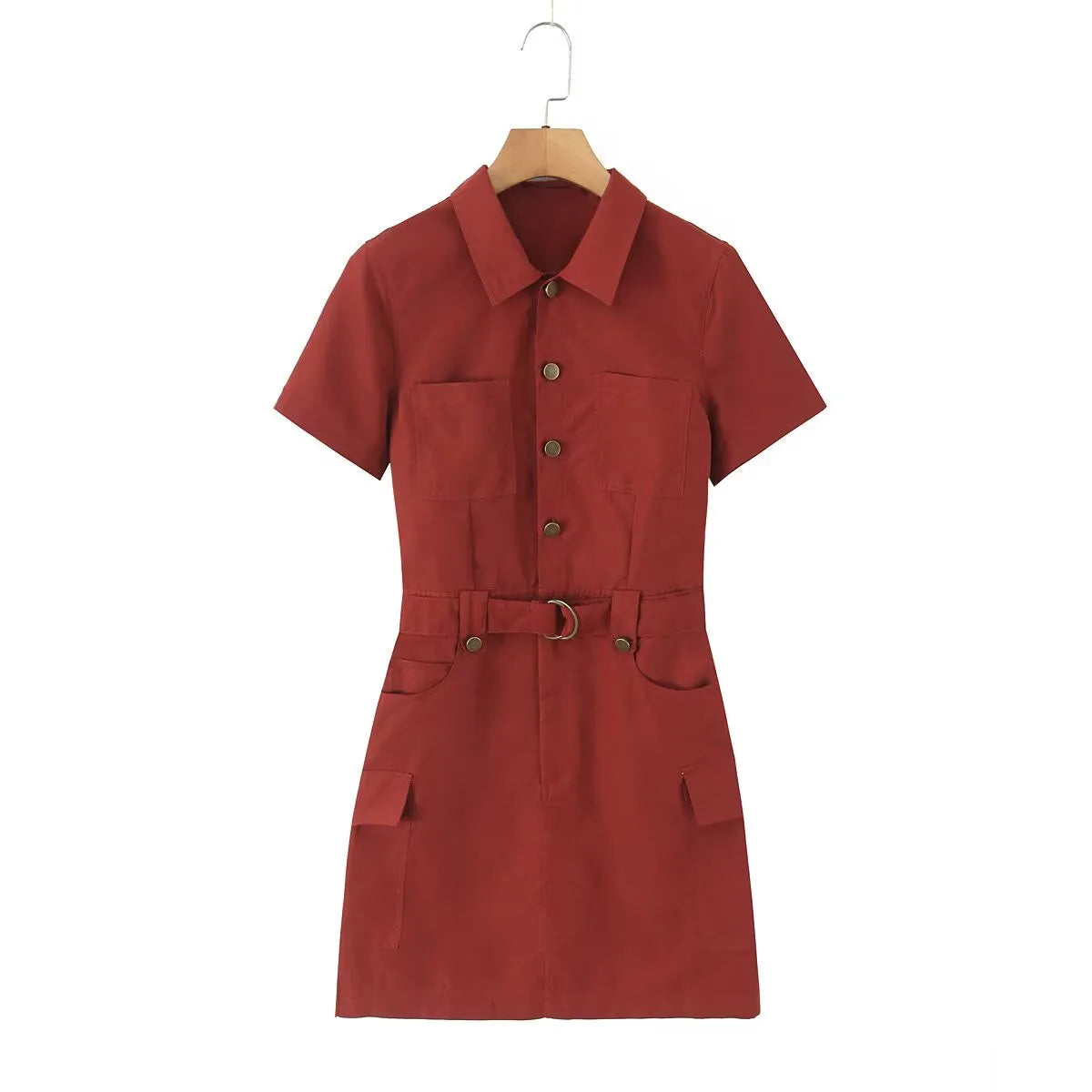 MYST&ZA Women's Clothing 2025 Summer New Style Fashionable Simple Versatile Lapel Short-sleeved Work Dress