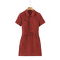 MYST&ZA Women's Clothing 2025 Summer New Style Fashionable Simple Versatile Lapel Short-sleeved Work Dress