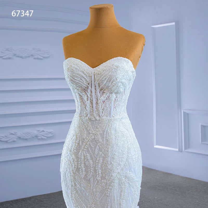 Jancember RSM67347 2021Luxury Mermaid Sleeveless Sweetheart Lace up Wedding Dress