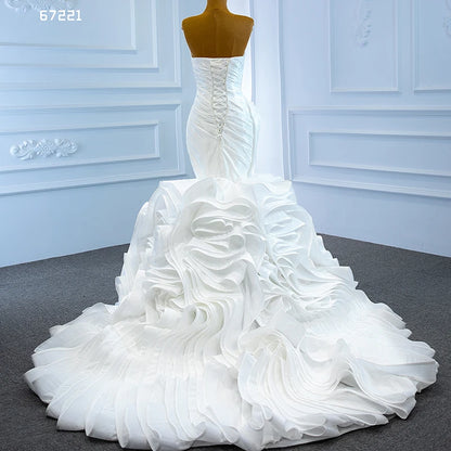 Rsm67221 Hot Selling Mermaid Bridal Wedding Dress Elegant Satin Pleated Cake Dress Dress