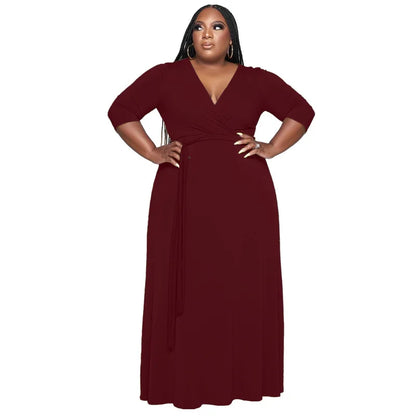 2022 New Arrival Women's Clothing With Belt Solid Color Fashion Long Dresses Women Plus Size Womens Dresses