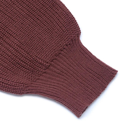 Hot Sale European American Style Autumn Winter Casual Dating V-neck Puff Sleeve Solid Color Sweater Dress
