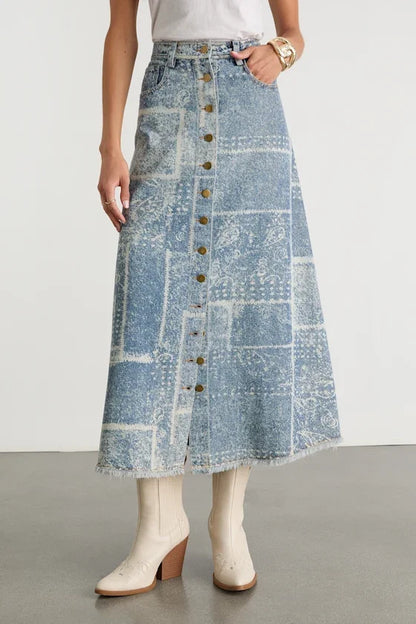 Women's Casual Logo Denim Slit Dress Maxi Length Pencil Silhouette Plus Size Winter Print Pattern-for Summer and Spring