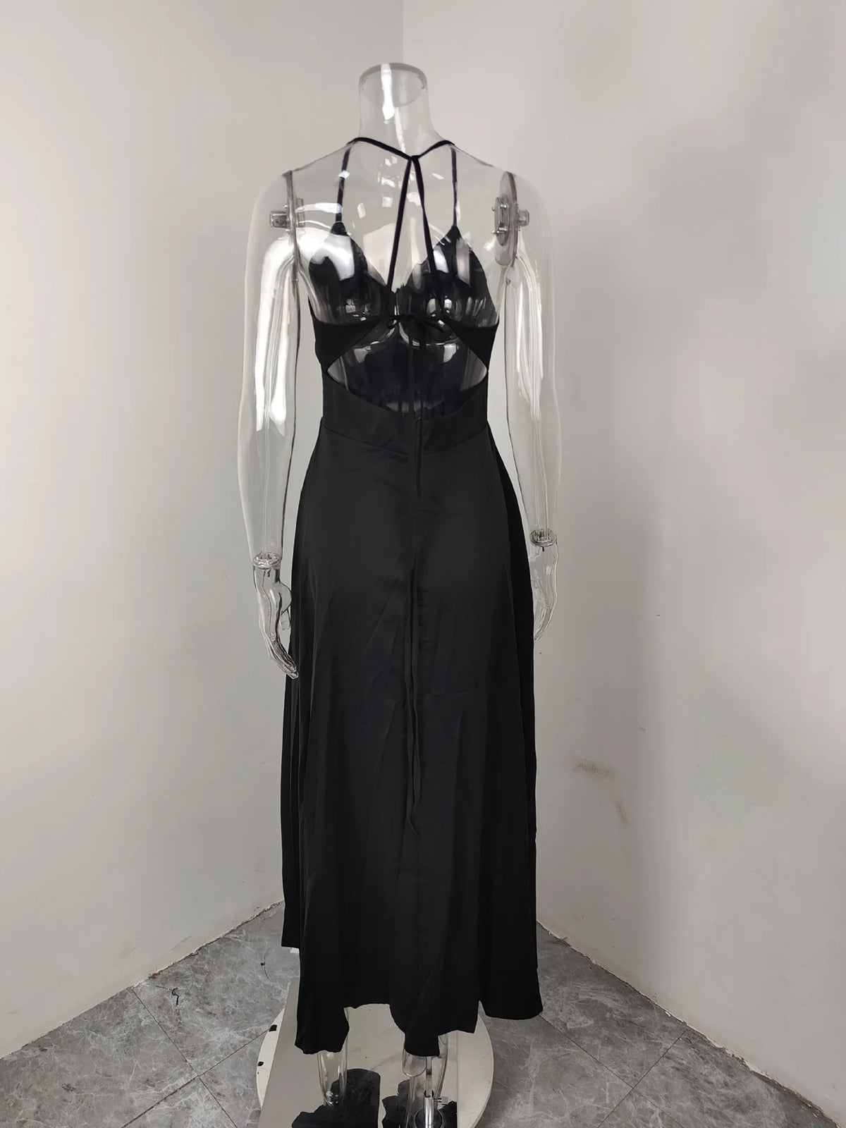 Cross-border  Spring New European American Women's Fashion Solid Color Chiffon Anti-Static Sexy Slim Split Ear Side Long