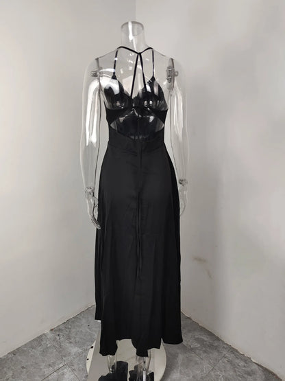 Cross-border  Spring New European American Women's Fashion Solid Color Chiffon Anti-Static Sexy Slim Split Ear Side Long