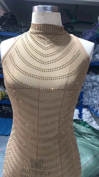 Spring New Elegant Cross-Border  Women's Evening Rhinestone Embellished A-Line Floor-Length Party High INS