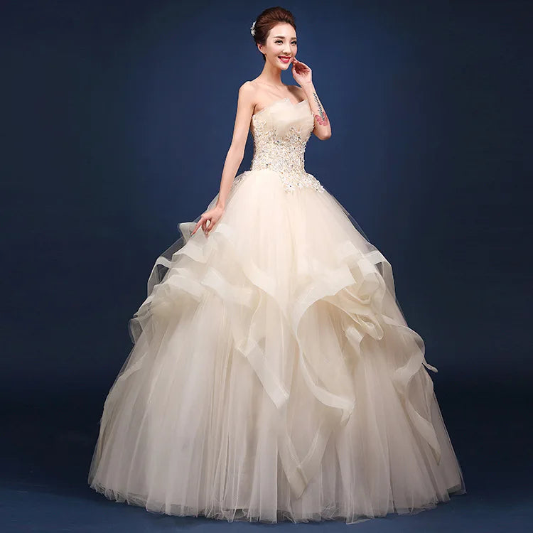 2022 Latest Strapless Red Champagne Blue Green and Ivory Beaded Flower Embellished Plus Size Puffy Wedding Evening Party Dress