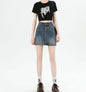 Women's High-Waisted Pencil A-Line Casual Slim Academy Style Skirt with Printed Breathable Gym Shorts Pattern Personality Pocket