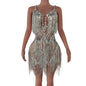 Shiny Sleeveless Sequins Tassel Mini Birthday Party Dress Evening Gowns Show Dance Wear Short Prom Dresses Women Sexy Club Dress