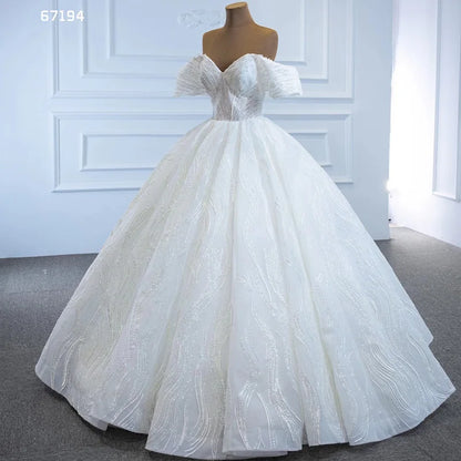 Jancember RSM67194 Off Shoulder Elegant Lace Applique Bride Wedding Dress