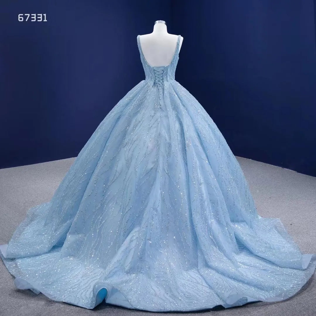 Feishiluo  Luxury Wedding Dresses Blue Bridal Ball Gown Bling Bead Lace Ball Gowns for Women Fashion  Dress Custom Made