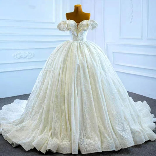 Jancember RSM67225 2020 New Cheapest Plus Size White Arabic Dress for Wedding