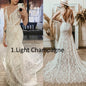 10864#Real Photos Spaghetti Straps Sleeveless V-Neck Open Back Sweep Train Lace Bohemian Boho Wedding Dress Wedding Bridal Gown