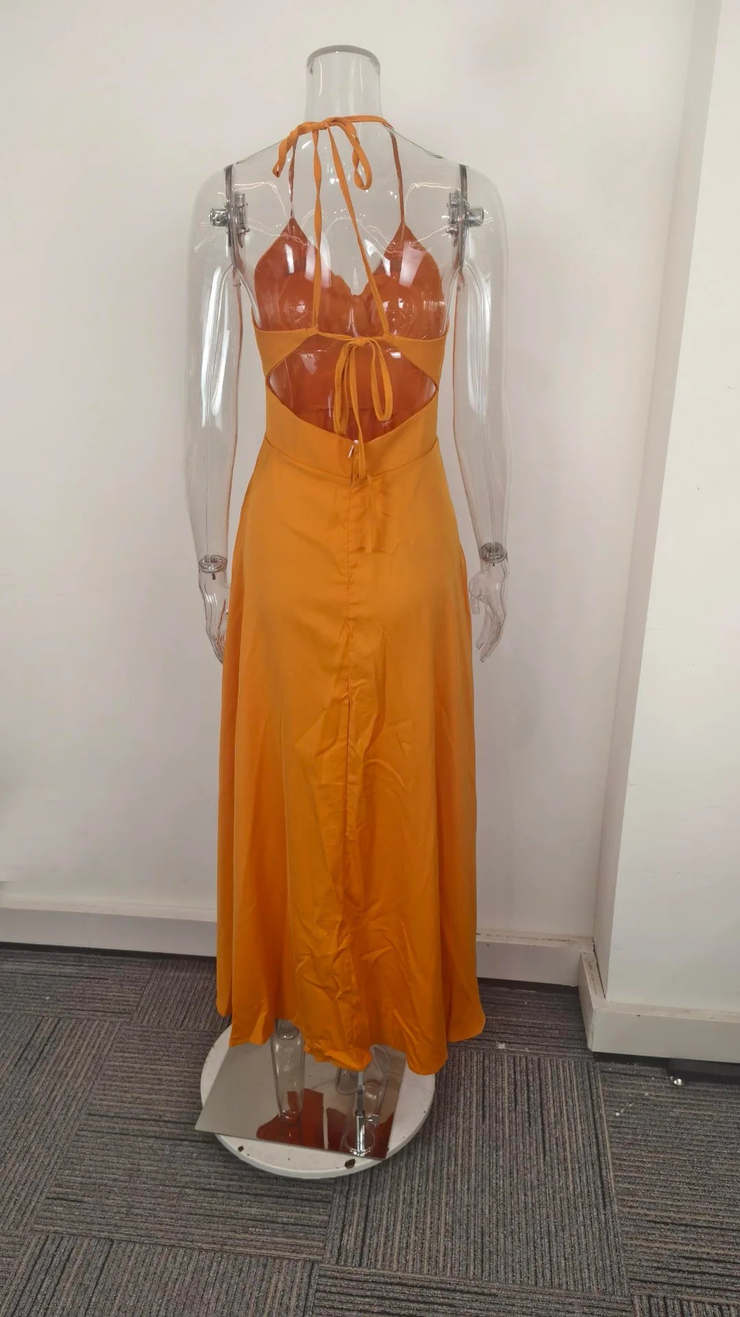 Cross-border  Spring New European American Women's Fashion Solid Color Chiffon Anti-Static Sexy Slim Split Ear Side Long