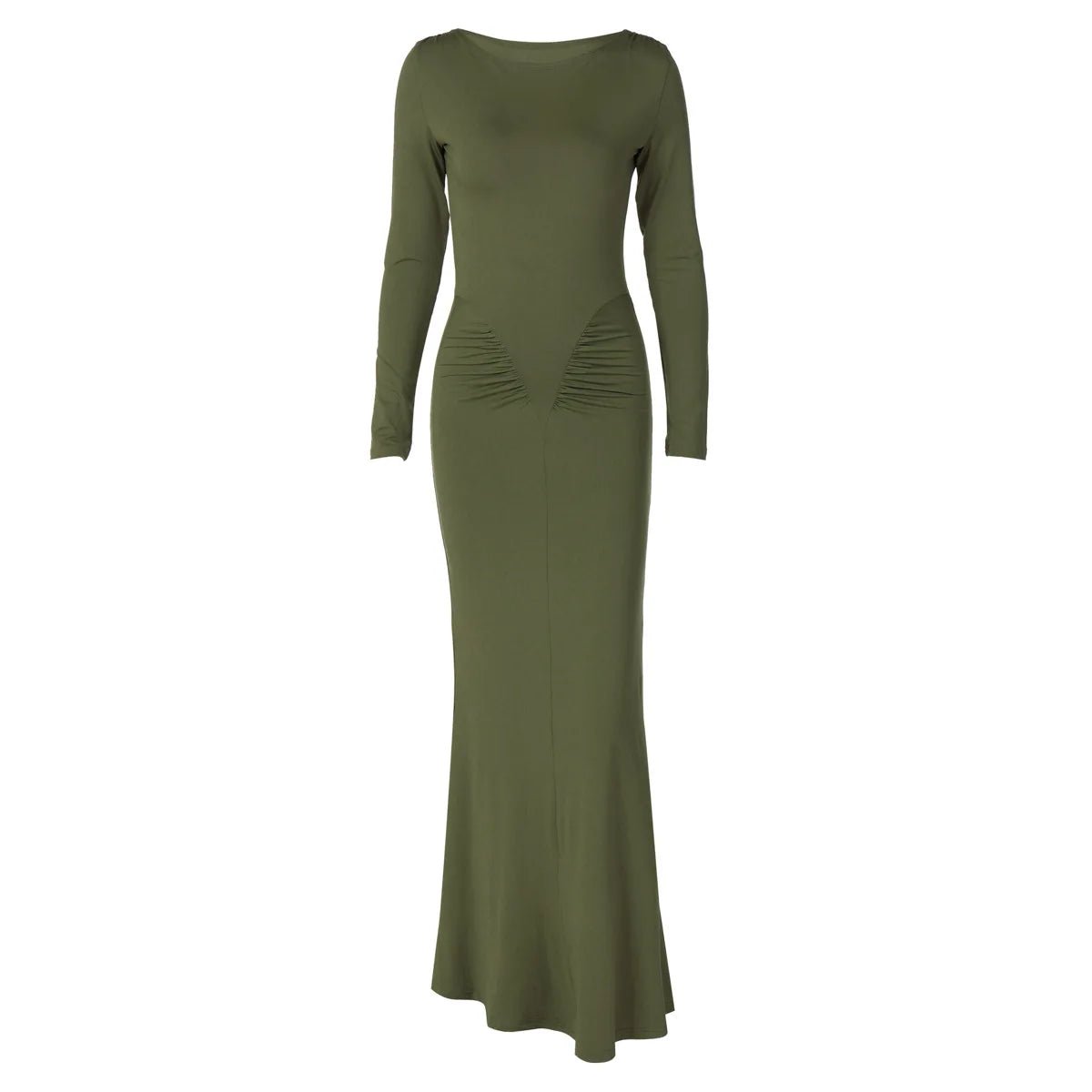 Hot Sale 2025 Summer Slim Fit Long Sleeve Dress Women Casual Round Neck Ruffles Dress Wholesale