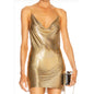 2020 Gold Chain Suspender Party Metal Mesh Dress