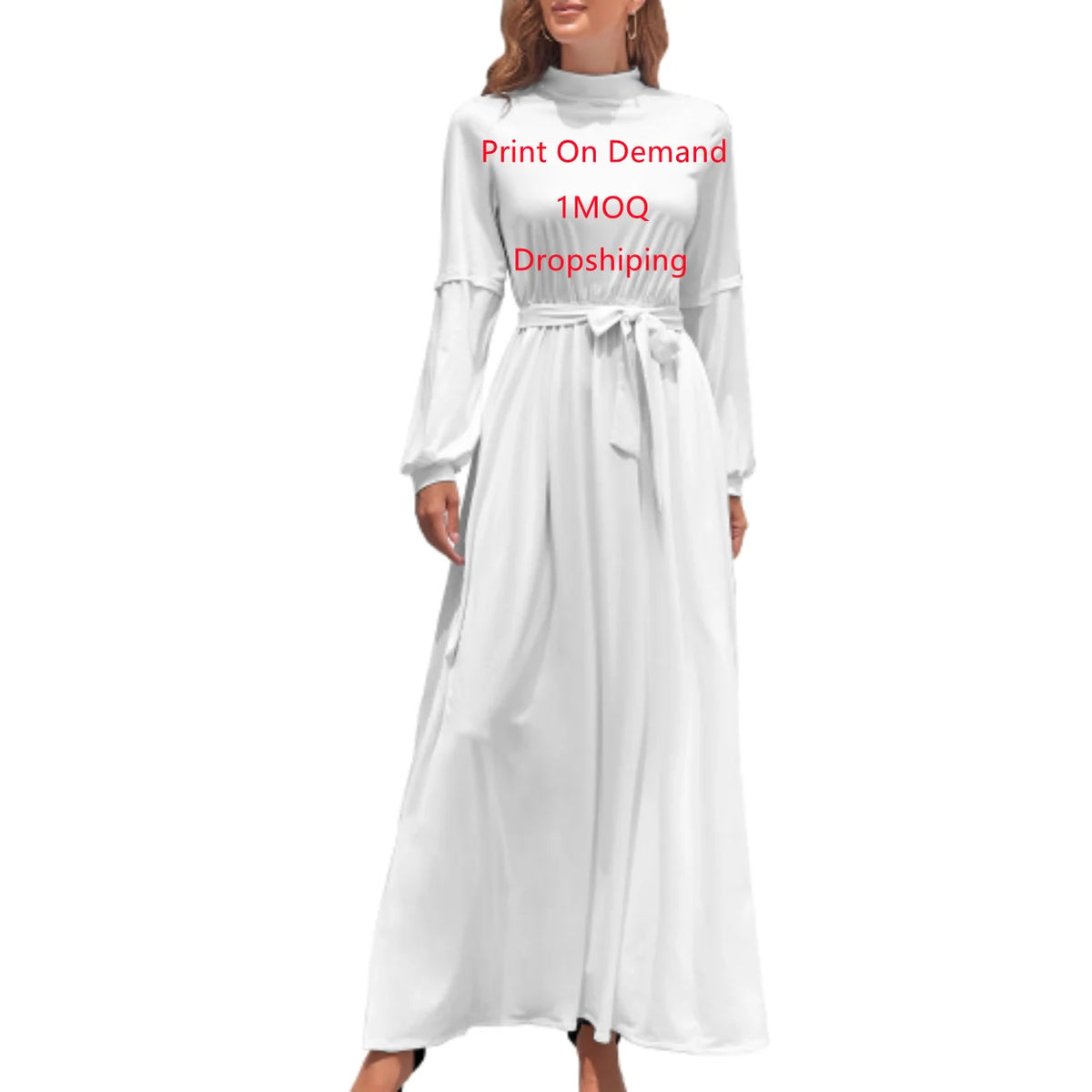 Print on Demand Wholesale Long Sleeve Women's Casual Dress Streetwear Floral Printed Elegant Maxi Dress for Woman