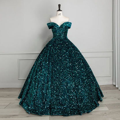 Elegant Modern One-Shoulder Bridal Wedding Dress Lace-up Tutu Skirt Adults Sleeveless Ball Gown Color Changing Sequin Prom Gown